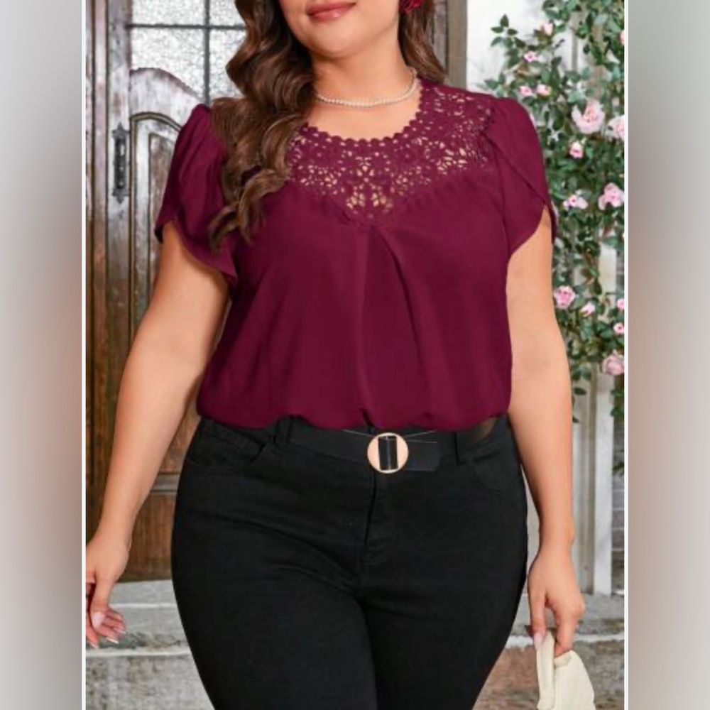 Almost Famous Burgundy Lace Blouse 👚 🥰